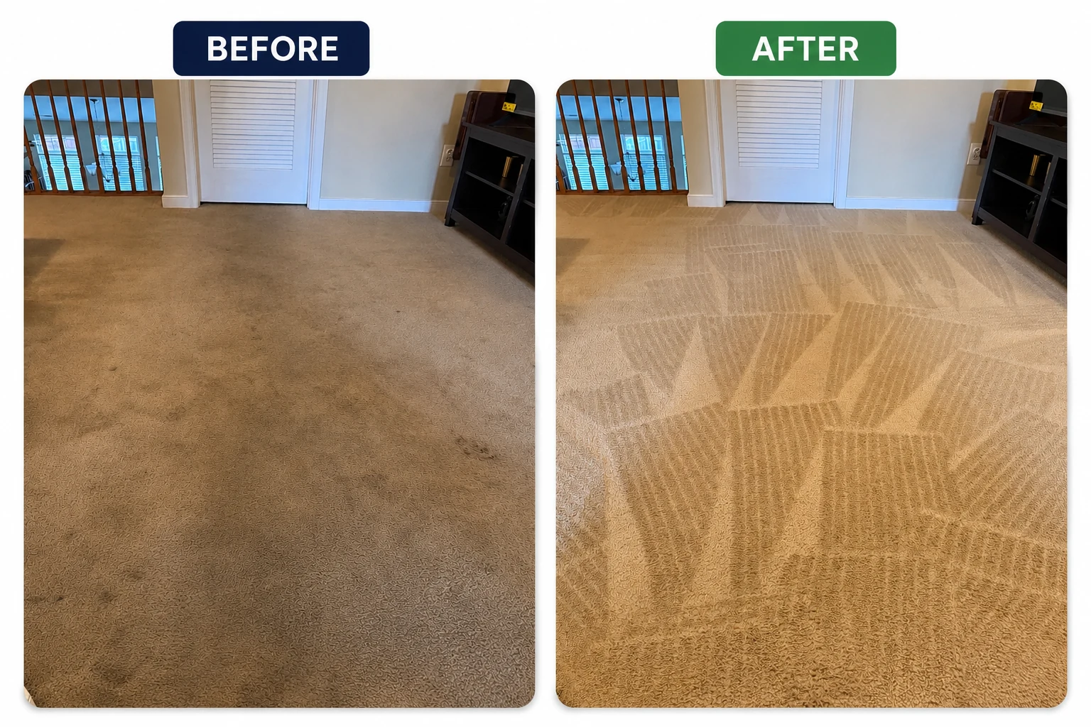 Before and after carpet cleaning result in Chesterfield VA