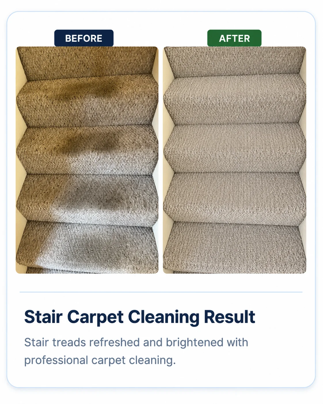 Stair carpet cleaning before and after result