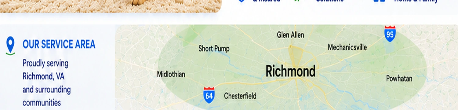 Purified service area map around Richmond Virginia