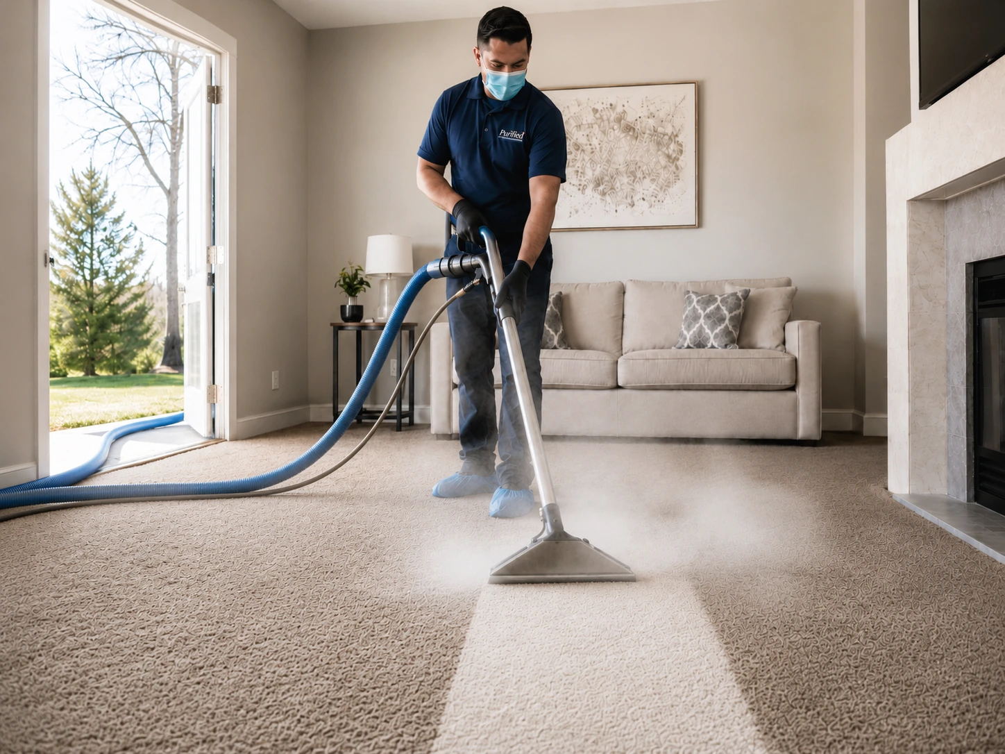 Professional carpet cleaning in Richmond VA with visible clean carpet results
